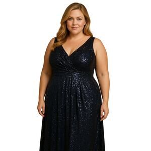 Gorgeous Blue Sequin Gown by Wedding Dress - Size 20W